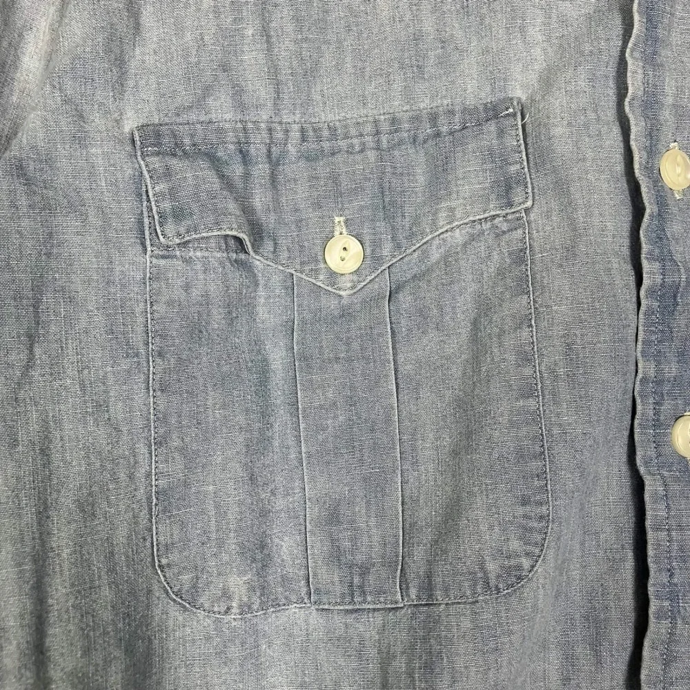 VTG Polo Ralph Lauren Chambray Shirt Mens XL Blue Long Sleeve Utility Workwear